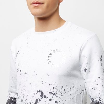 White faded splatter print sweatshirt